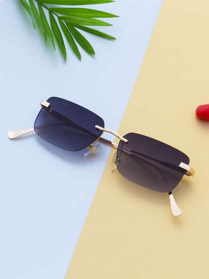 Ted Smith Unisex
                        Grey Lens & Gold-Toned Square Sunglasses
                        with UV Protected Lens
