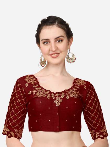 PUJIA MILLS Women Embroidered Saree Blouse