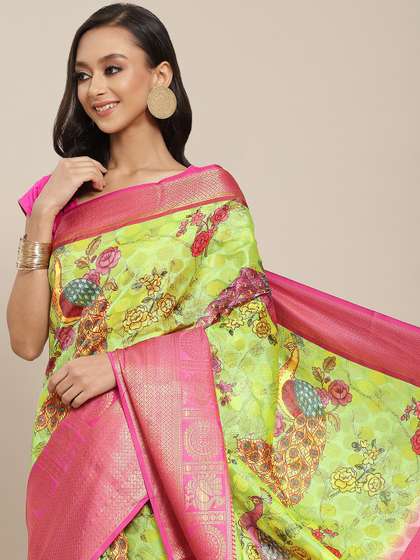 Silk Land Ethnic
                        Motifs Banarasi Art Silk Woven With Digital
                        Print Saree