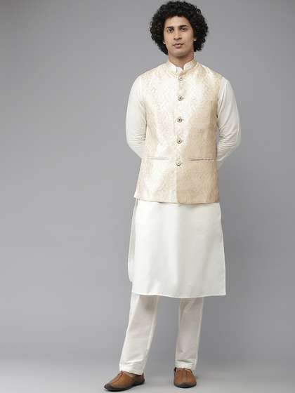 See Designs Men Woven Jacquard Nehru Jacket