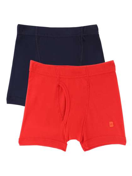 Bodycare Kids Boys Pack
                    Of 2 Red & Navy Blue Solid Cotton Trunk