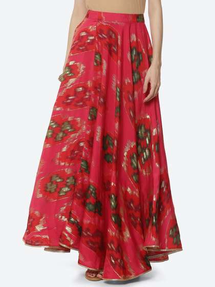 Rangriti Women Abstract Printed Maxi Flared Skirts