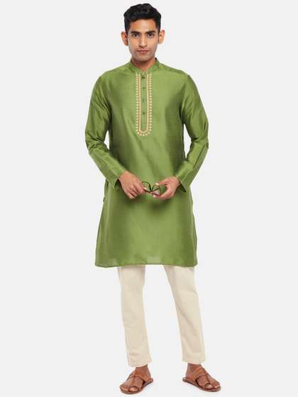 indus route by Pantaloons Men Solid Yoke Design Kurta