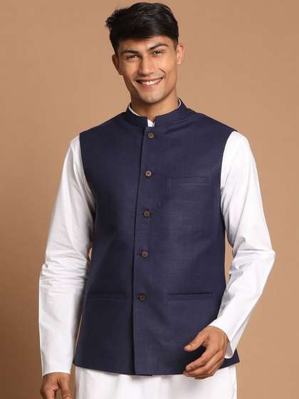 VASTRAMAY Men Solid Nehru Jacket