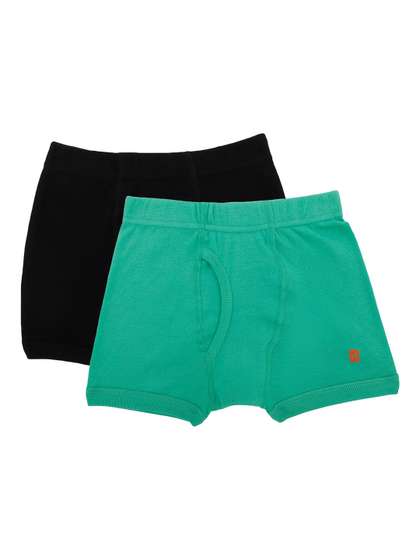 Bodycare Kids Boys
                      Pack Of 2 Black & Green Solid Cotton Trunks
                      KGA2067BLGRN-PK001