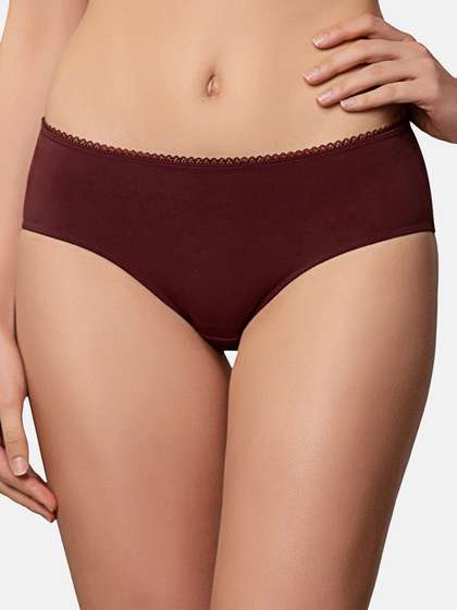 Triumph Women Maroon
                        Solid Microfiber Seamless Plain Hipster Brief