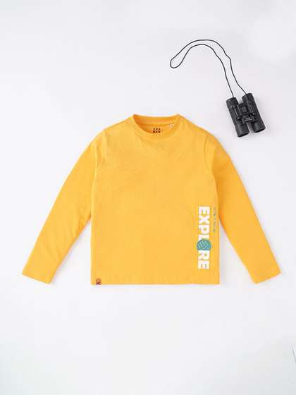 Ed-a-Mamma Boys Mustard Yellow Typography T-shirt
