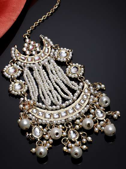 KARATCART
                        Gold-Plated & White Kundan Studded &
                        Beaded Jhumar Passa