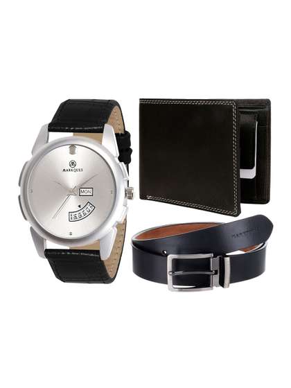 MARKQUES Men Black Solid
                    Accessory Gift Set