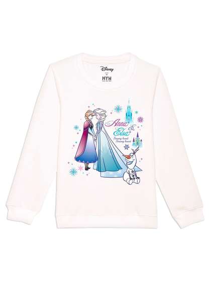 Disney by Wear Your
                      Mind Girls White Printed Sweatshirt