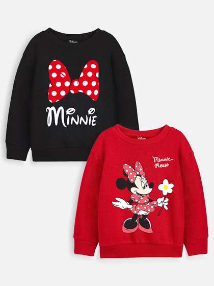 YK Disney Girls Pack Of
                    2 Black & Red Printed Cotton Pullover
                    Sweatshirt