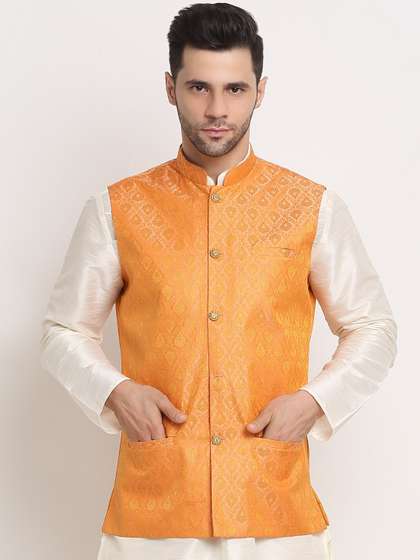 KRAFT INDIA Men Jacquard Nehru Jacket