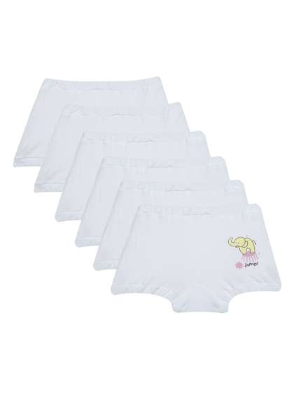 Bodycare Kids Boys
                      Pack of 6 White Printed Cotton Trunks