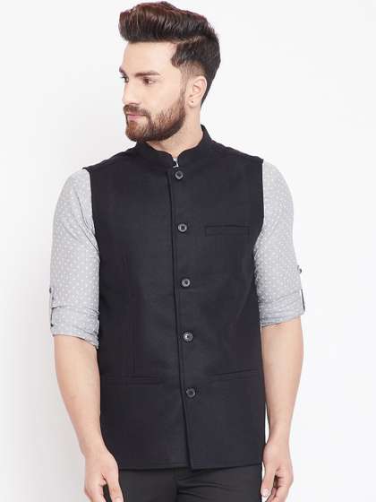even Men Solid Pure Wool Nehru Jacket