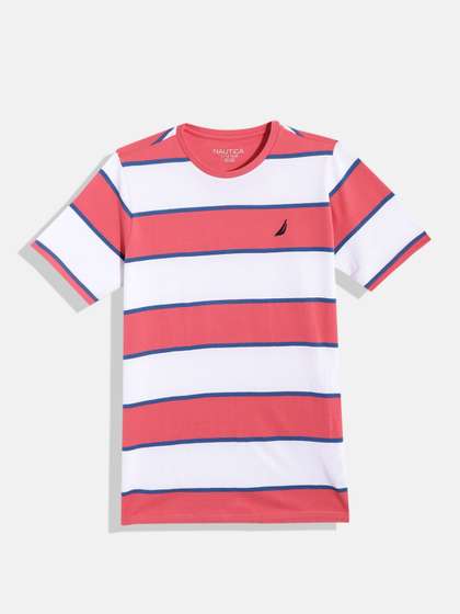 Nautica Boys Striped Pure Cotton T-shirt