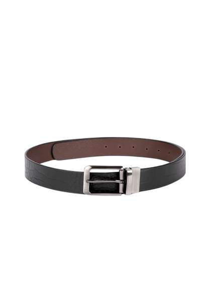 Hidesign Men Black &
                    Brown Reversible Textured Leather Belt