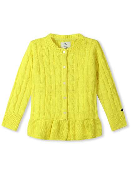 Cherry Crumble Girls
                      Yellow Cable Knit Cardigan