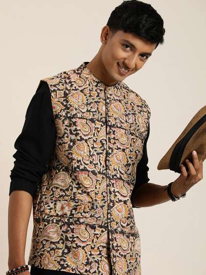 Taavi Kalamkari Printed Nehru Jacket
