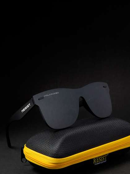 RESIST EYEWEAR
                        Unisex Black Lens Wayfarer Sunglasses with
                        Polarised and UV Protected Lens