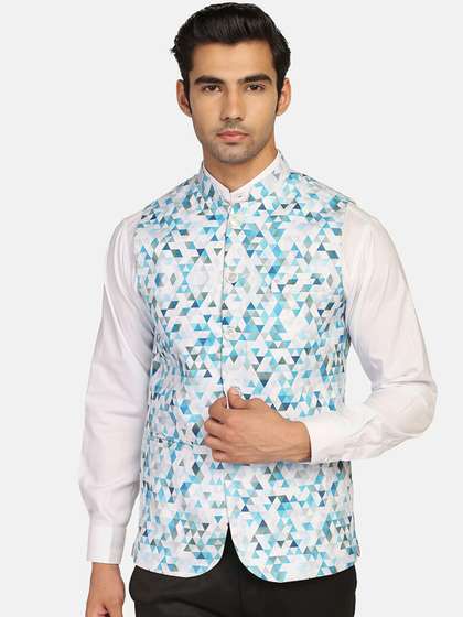 TAHVO Men Geometric Nehru Jacket
