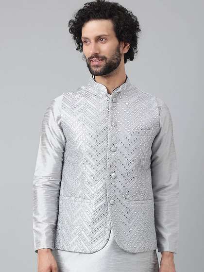 hangup trend Men Embroidered Woven Nehru Jacket