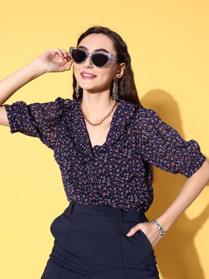 plusS Women Floral Print Shirt