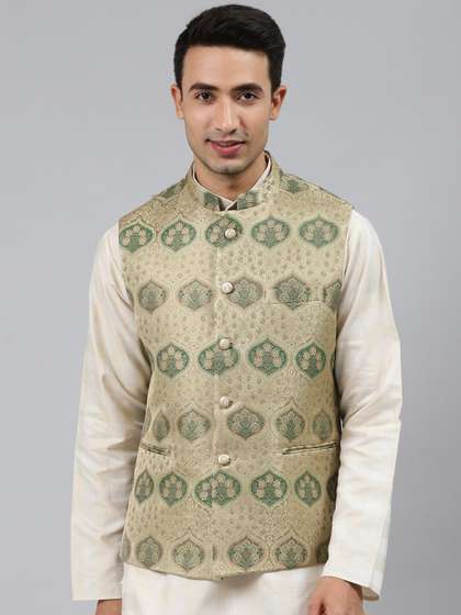 MANQ Silk Jaquard Nehru Jacket
