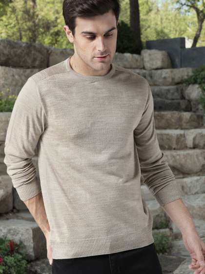 Mast & Harbour
                        Men Beige Solid Pullover