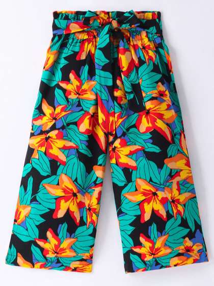 CrayonFlakes Girls Floral Printed Palazzos