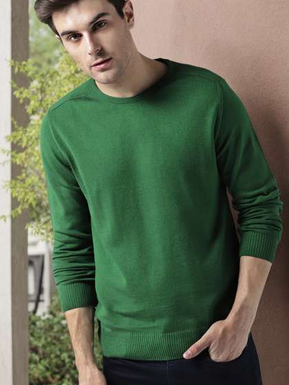 Mast & Harbour
                        Men Green Solid Pullover