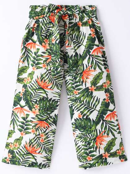 CrayonFlakes Girls Floral Printed Palazzos