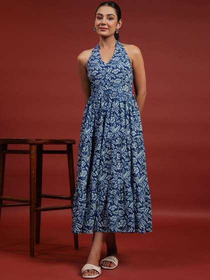anayna Printed
                        Halter Neck Dress