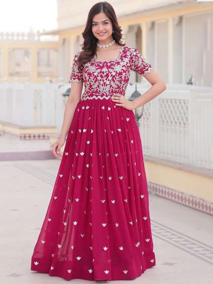 KALINI Embroidery
                        Maxi Ethnic Dresses