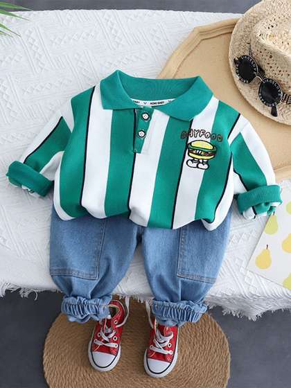 Googo Gaaga Boys Striped
                    T-shirt with Trousers