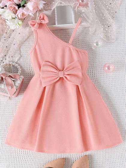 INCLUD Girls One
                    Shoulder Bow Detailed Fit & Flare Dress