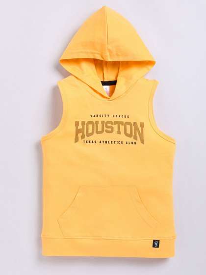Ginie Boys Typography Printed Hood Cotton T-Shirt