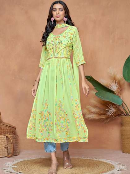 Sangria Embroidered A-Line Kurta Set