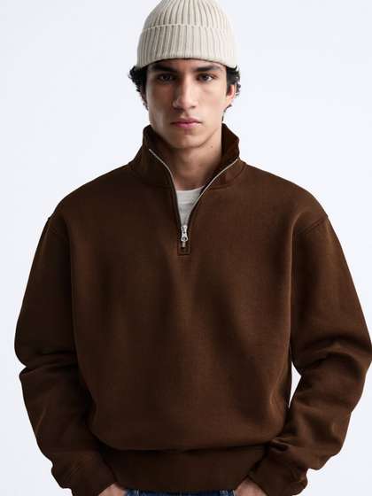 MISCHIEF MONKEY Men
                      Mock Collar Solid Sweatshirt