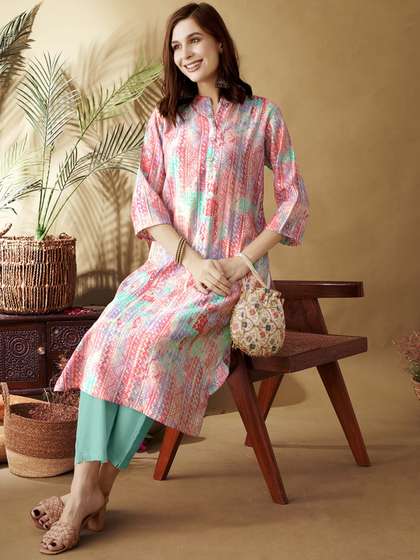 Anouk Printed Chanderi Silk Kurta