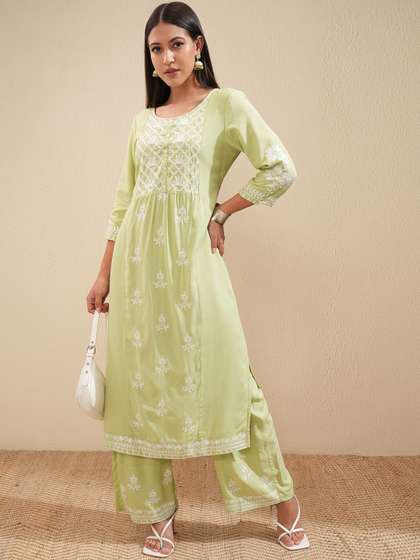 Vishudh Embroidered A Line Kurta Set