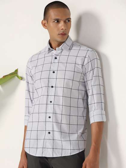Blackberrys Men India Slim Cutaway Collar Tartan Checked Cotton Slim Fit Casual Shirt