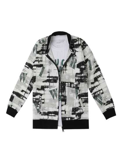 CAVIO Boys Geometric
                    Reversible Jacket & T-Shirt