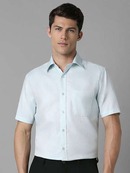 Louis Philippe Men Classic Spread Collar Geometric Printed Cotton Formal Shirt