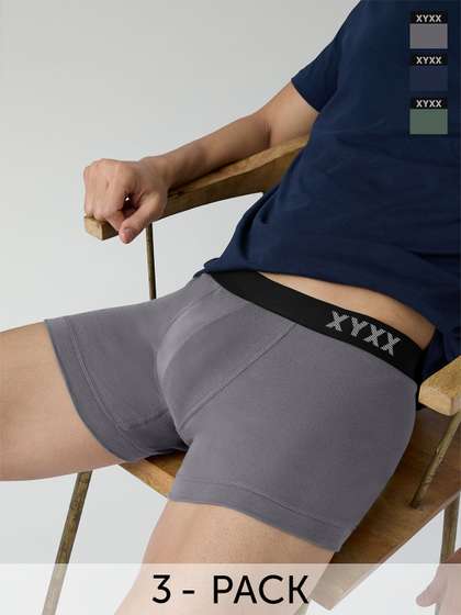 XYXX Mens Solid Pack
                        of 3 Combed Cotton Pace Trunk XYTRNK3PCKN905