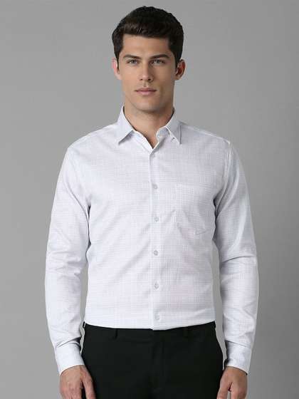 Louis Philippe Men Spread Collar Micro Checked Cotton Slim Fit Formal Shirt