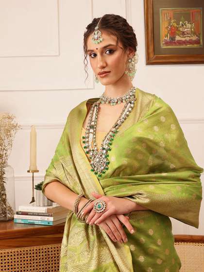 Silk Land Woven
                        Design Zari Tissue Fusion Kanjeevaram Saree