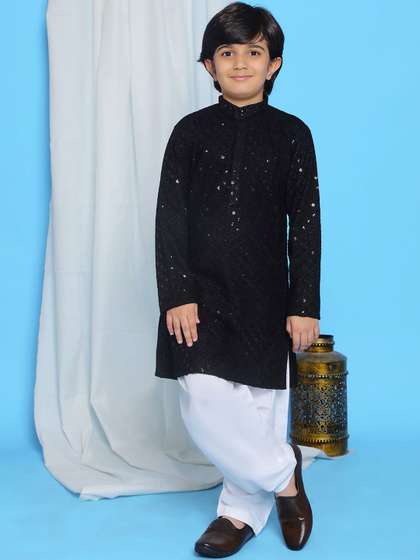 Aj DEZInES Boys Ethnic
                      Motifs Embroidered Sequinned Kurta with Pyjama