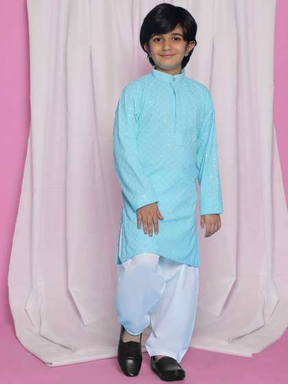 Aj DEZInES Boys Ethnic
                      Motifs Embroidered Sequinned Kurta with Pyjama