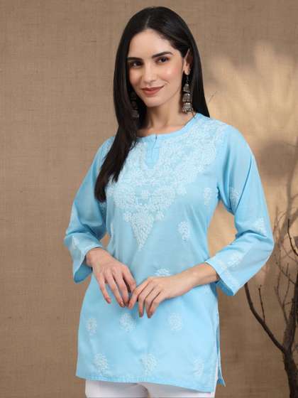 PARAMOUNT CHIKAN Women Embroidered Lucknowi Chikankari Cotton Kurti
