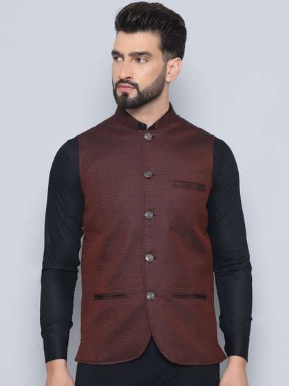 even Woven Design Nehru Jacket